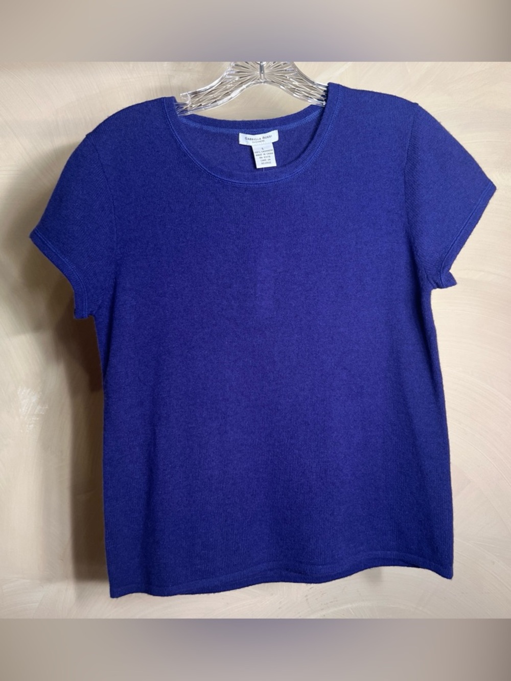 Gabriella Rossi Women’s 2PLY 100% Cashmere Rich Purple Luxury S/S Sweater|Size:L